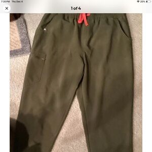 FIGS MOSS GREEN TANSEN XL WIDE WAIST BAND INNER RING POCK JOGGER SCRUB BOTTOMS